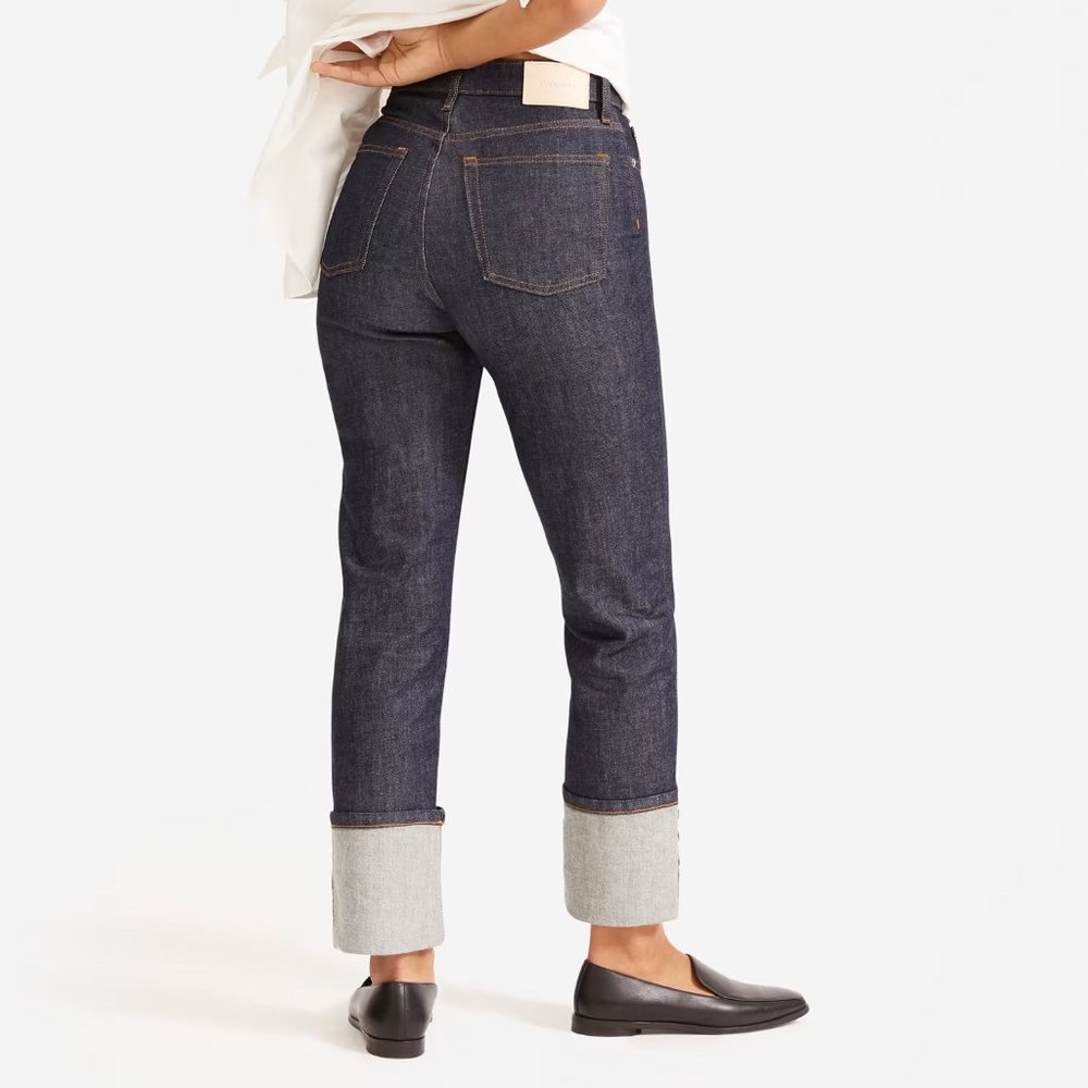 The Super-Straight Cuffed Jean - Dark Indigo